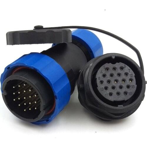 19pin waterproof connector sd28 ip67 high voltage industrial power connector