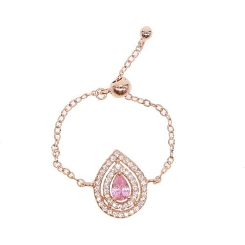2018 colorful various color european usa franch hot selling delicate tear drop CZ adjust chain charm ring lovely fashion design