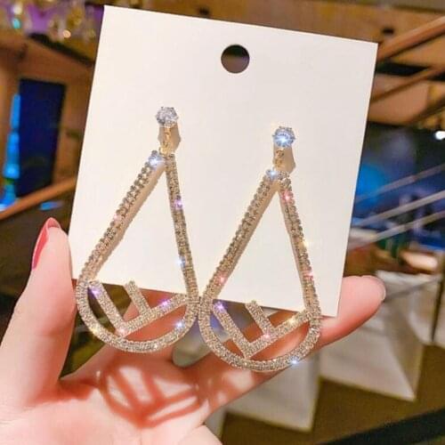 2021 Geometric Round Pendant Earrings For Women Classical Teardrop Shaped Crystal Earrings Rhinestone Dangle Wedding Earring Jew