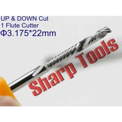 3.175x22mm Up/Down Cutting Single Flute Tungsten Carbide Wood Cutters for CNC Milling, Woodworking Milling Cutters Router Bits