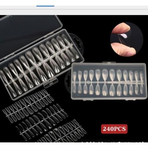 30Set/Lot 240Pcs/Set Fake False Nails Ultra-thin Trackless Nail Plate Transparent Fold Grinding Full Paste Manicure Tools HA2285