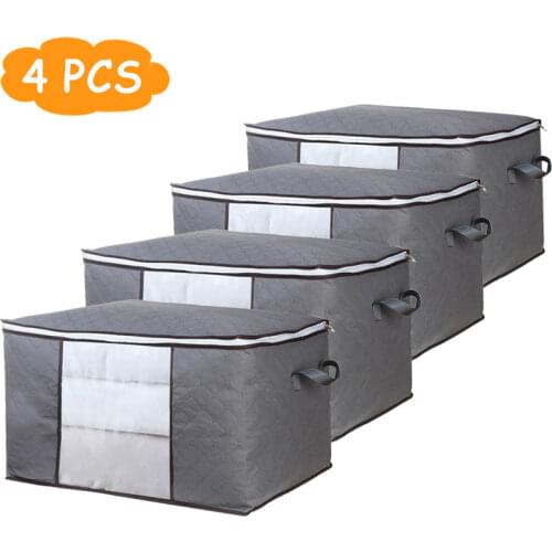 4 Pcs / Set Foldable Comforter Blanket Storage Bag Household Clothing Box Dustproof Quilt Bra Socks Clothing Storage
