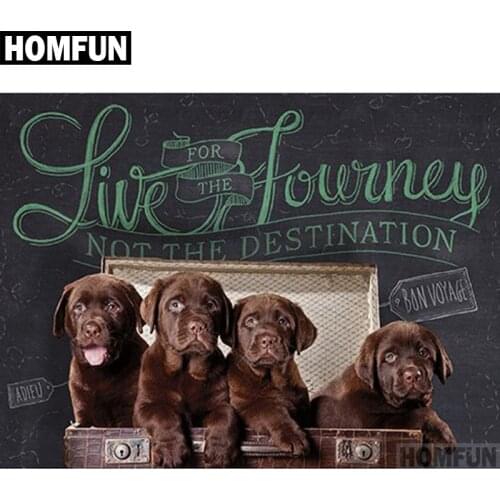 HOMFUN Full Square/Round Drill 5D DIY Diamond Painting "four dog brother" 3D Embroidery Cross Stitch 5D Decor Gift A00519