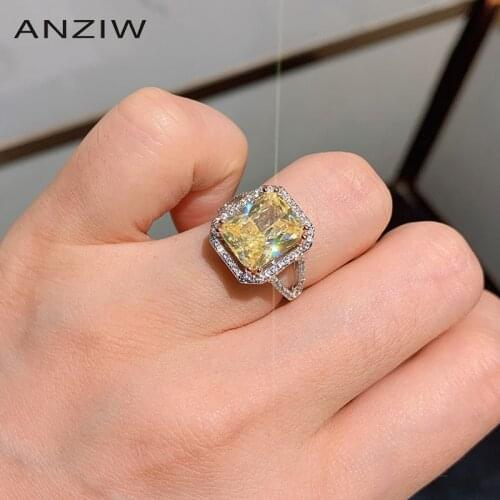 ANZIW Sterling Silver Radiant Cut Lab Created Diamond Split Shank Engagement Ring With Adjustable For Women Jewelry Gifts