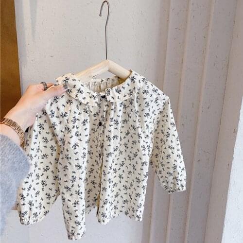 2021 Spring New Korean Style Baby Girls Printed Blouses Long Sleeve Casual Tops Toddlers Kids Shirts