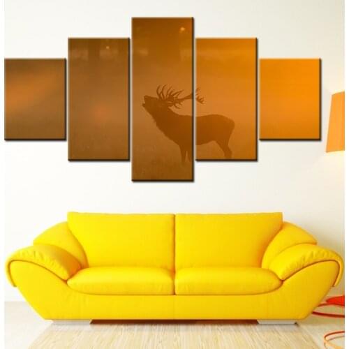 HD Prints Canvas Wall Art Living Room Home Decor Pictures 5 Pieces angry deer Paintings Animal Posters Framework