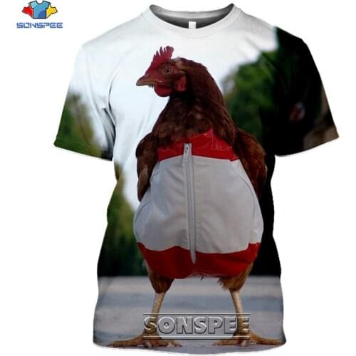SONSPEE 3D Print Chicken Hen Cock Graphic T Shirts Harajuku Short Sleeve Anime Tee Shirt Funny Animal Streetwear Men Clothing
