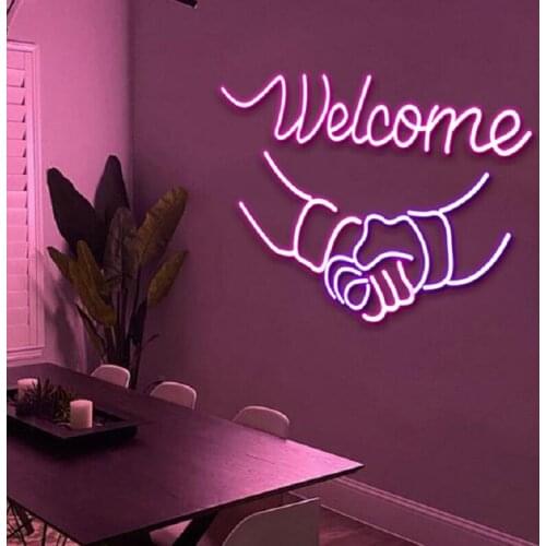 Custom Welcome Led Flex Transparent Acrylic Neon Sign Light Decor Wall Hanging for Home Room Kitchen Restaurant Sale Shop