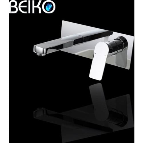 Chrome Black Bathroom Faucet Basin Sink Tap Wall Mounted Chrome Brass Mixer With Embedded Box Torneira Concealed Basin Faucet