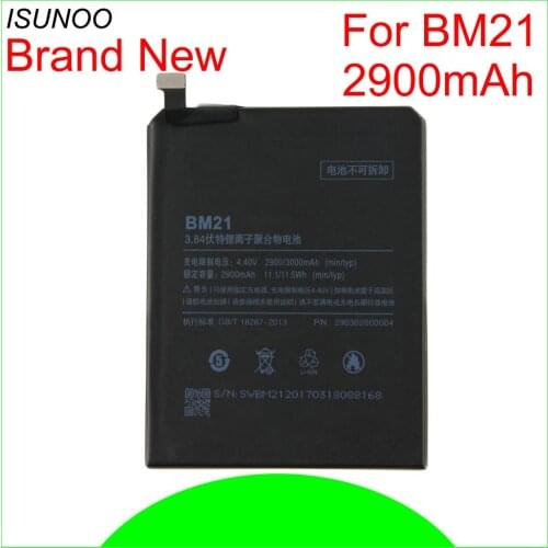 ISUNOO 5pcs/lot BM21 battery For Xiaomi Mi Note 3GB Brand New mobile phone Battery Replacement batteries parts 2900mAh