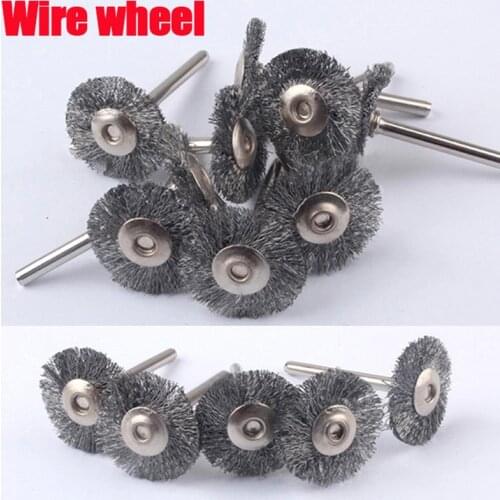 10pcs Steel Wire Wheel Brush dremel tools accessories rotary tool for mini drill tools electric burr head set deburring