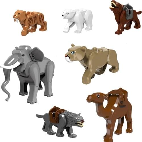 Animals Movies City Building Block Polar Bear Bird Wolf Elephant Tiger Kids Toys For Children Compatible Animal Figures