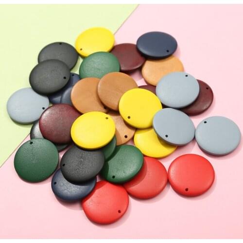 100PCS 12/15/20/25/30/35/40mm Fashion Round Wooden Pendant Charm For Earrings Necklace Accessories DIY Jewelry Making