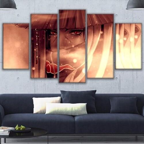 Modular Picture Canvas HD Printed Oil Paintings For Living Home Decoration 5pcs Anime Naruto Uchiha Itachi Poster Wall Art Decor
