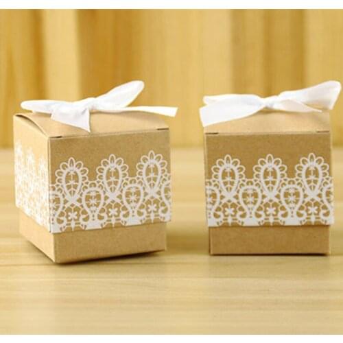 Newest 100pcs White Lace Wedding Favor Boxes Wedding Candy Box Casamento Wedding Favors And Gifts