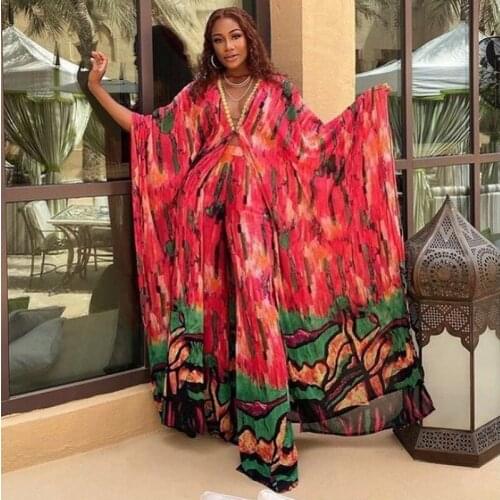 2021 African Dashiki New Fashion Two Piece Suit Long Tops + Wide Pants Party Plus Size For Lady 2 Piece Set Women Africa Clothes