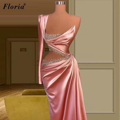 Haute Couture New Pink Prom Dresses 2021 Long Mermaid Cocktail Dresses For Women One Shoulder Evening Gowns черние платья