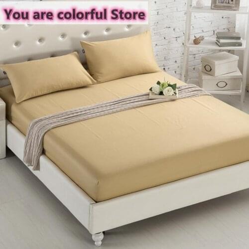 Solid Color Sanding Bedding Linens Bed Sheets Mattress Cover With Elastic Band Double Queen Size Bedsheet 160X200CM