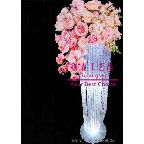 Wholesale New Style Clear Acrylic Flower Stand Wedding Centerpiece Table Decoration Geometric Column Floor Pillar Props Party