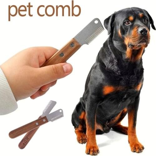 Pet Hair Removal Comb with Wood Handle Dog Cat Hair Grooming Brush Cleaning Comb Hairdressing Tool