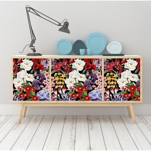 Self-adhesive Drawer Floral Wallpaper Rolls Bedroom Living Room Furniture Decoration PVC Vinyl Wall Paper Waterproof