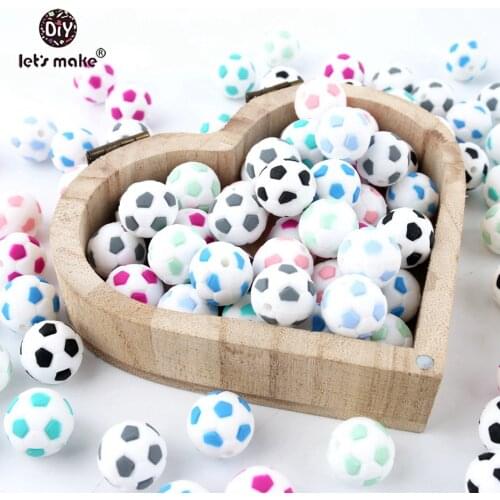 Lets Make Silicone Football 20PC BPA Free Silicone Teether Silicone Chewing Beads DIY Crafts Accessories Nursing Pendant