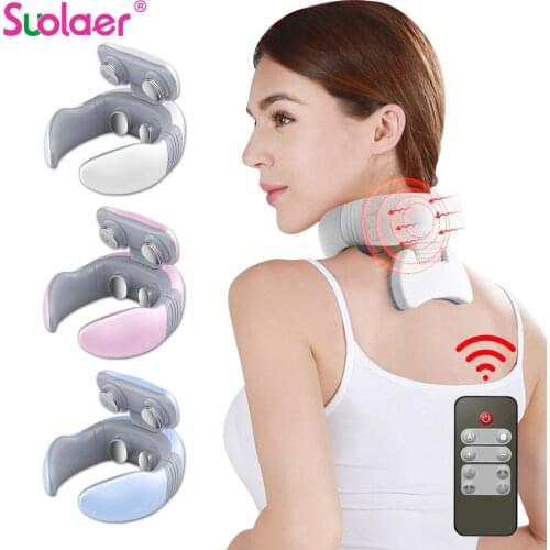Smart 4D Magnetic Pulse Heated Electric Shoulder Neck Massager Fatigue Pain Relief Cervical Massage With Remote Control Dropship