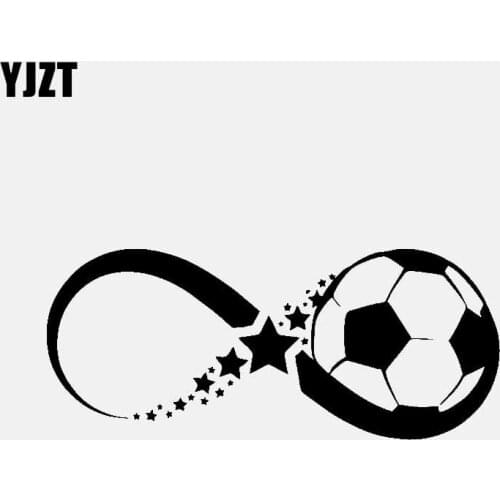 YJZT 14.6CM*6.1CM Star And Soccer Ball Car Sticker Vinyl Decal Love Sport Black/Silver C3-0693