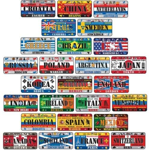Iron National Style Tin Sign Decorative License Plate Plaque Metal Vintage Wall Sign Home Bar Decor Iron Painting Metal Poster