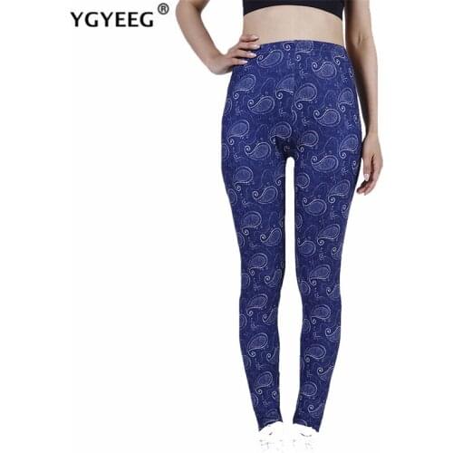YGYEEG Fashion Women Leggings Navy Full Cashew Print Pants Outdoor Sports Fitness Ankle-Length Patchwork Comfortable Jeggings
