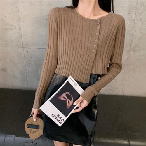 Woman Sweaters Cardigan Spring Short Asymmetric Needle Wool Knit Cardigan Coat Button Top Sun Protection Shirt Sueters De Mujer