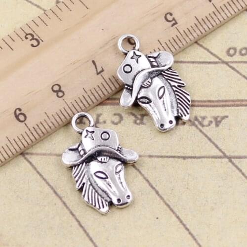 10pcs Charms Horse In Cowboy Hat 23x16mm Tibetan Bronze Silver Color Pendants Antique Jewelry Making DIY Handmade Craft