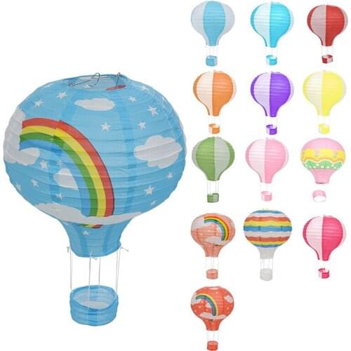 12inch Hot Air Balloon Paper Lantern Lampshade Ceiling Light Wedding Party Decor, White Rainbow