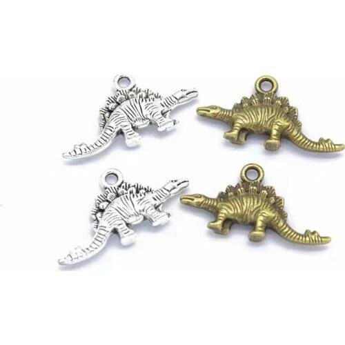 12PCS 26x14mm Antique Silver/Antique Bronze Zinc Alloy Dinosaur Charms Pendant Fit For Jewelry Making