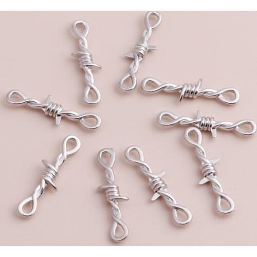 10pcs Tiny Twisted Thorns Connectors Charms fit Punk DIY Necklaces Bracelet Silver Color 35x6mm Making Finding Jewelry Accessory