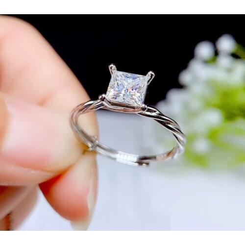 2020 square crackling moissanite gemstone ring for women jewelry engagement ring for wedding real 925 silver ring birthday gift