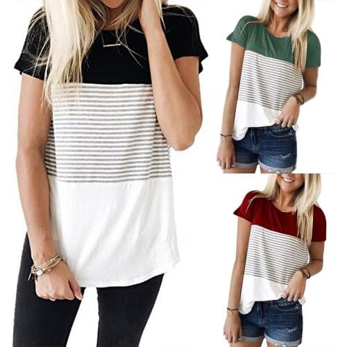 2021 Mom Maternity Top Womens Fashion Short Sleeve Cotton T-shirt Stripe Nursing Maternity Top Pregnancy Clothes
