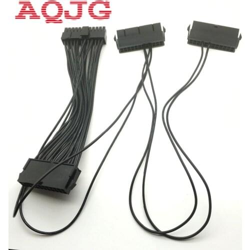 24Pin 20+4pin Dual PSU ATX Power Supply Adaptor Cable Connector for Mining 30cm AQJG