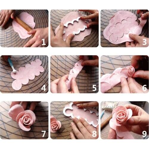 3Pcs Rose Petal Flowers Cutter Cake Fondant Cutter Decorating Mold Sugar Baking Mold Kitchen Tool Baking Accessories Pastry Tool