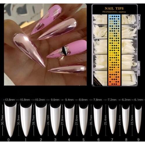 500Pcs/Box Coffin Ballerina False Nail French Nails Tips Half Cover Multi-Shapes Artificial Nails For Nail Salons Home DIY Use