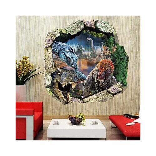 50x50cm Jurassic Park Dinosaur 3D View Wall Sticker Vinyl Art Decal Kids Home Decor Wall Decals