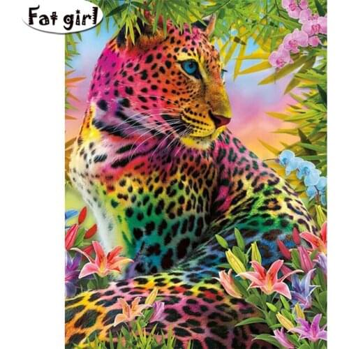 Diy 5D diamond painting Modern home Wall Sticker Colorful leopards cross stitch mosaic embroidery Square round drill Handmade
