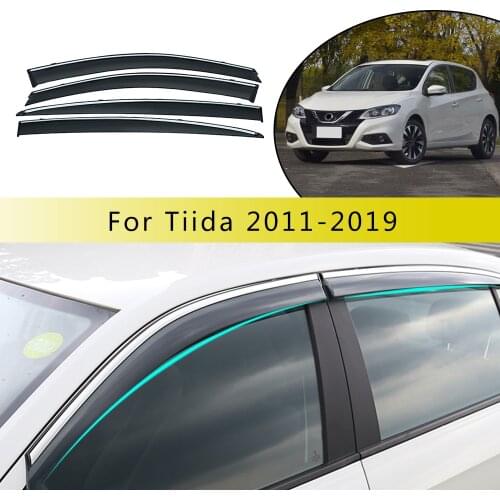 4pcs Car Accessorie For Nissan Tiida C12 2011-2014 2015 2016 2017 2018 Smoke Window Sun Rain exterior visor Deflector Guard