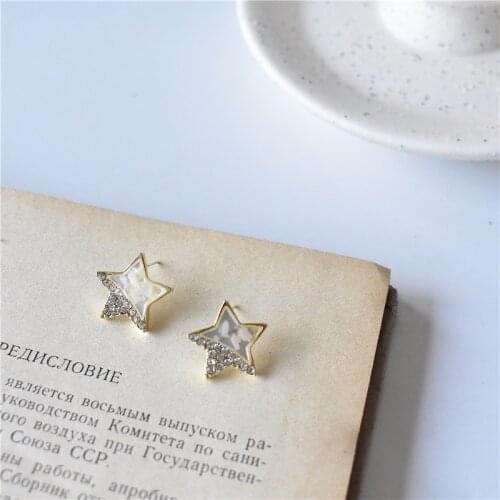 Shiny Rhinestone Star Earrings for women Hot selling Alloy Stud Earrings with Hypoallergenic Needle Fashion Jewelry Wholesale
