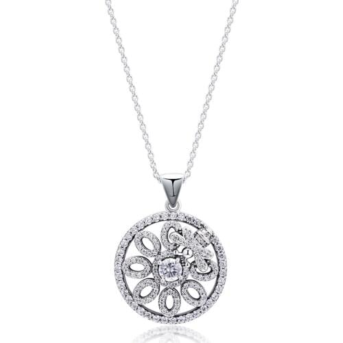 CKK Original 925 Sterling Silver Shimmering Snowflake Pendant Clear CZ Necklaces For Women Girls S925 Luxury Jewelry With Chain