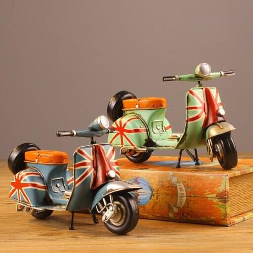 Colorful Pattern 23cm Mini Retro Style Handmade Metal Motorcycle Model Toys Ornaments Model Children birthday Gift Toys