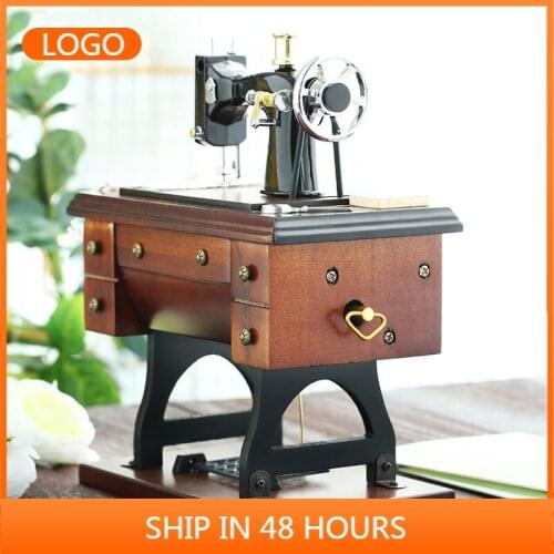 Wooden crafts ornaments simulation sewing machine music box music box birthday gift furniture decoration ornaments