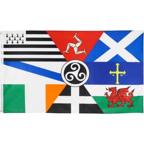 90x150cm European Pan Celtic Nations Flag Ireland Scotland Wales Brittany