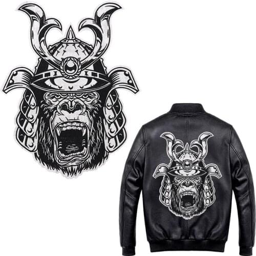 Hot sale! Fashion helmet Orangutan Embroidered T-shirt Patches for Full Back Size of Jackets Motorcycle Biker Patch 28.3CM*36CM