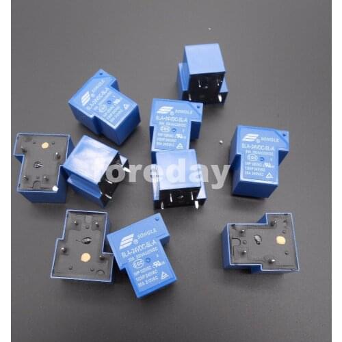 HQ 50PCS Blue SLA-24VDC-SL-A 4 Pins SONGLE R Power Relay 24V DC SPST SLA Original 30A Switching 20A/30VDC 250VAC NEW*FD439X50